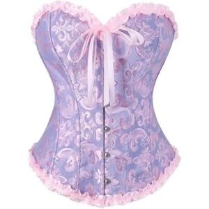 Corset Satin Sexy Overbust Bustier Lace Up Fairycore Body Shaper Pink & Purple M